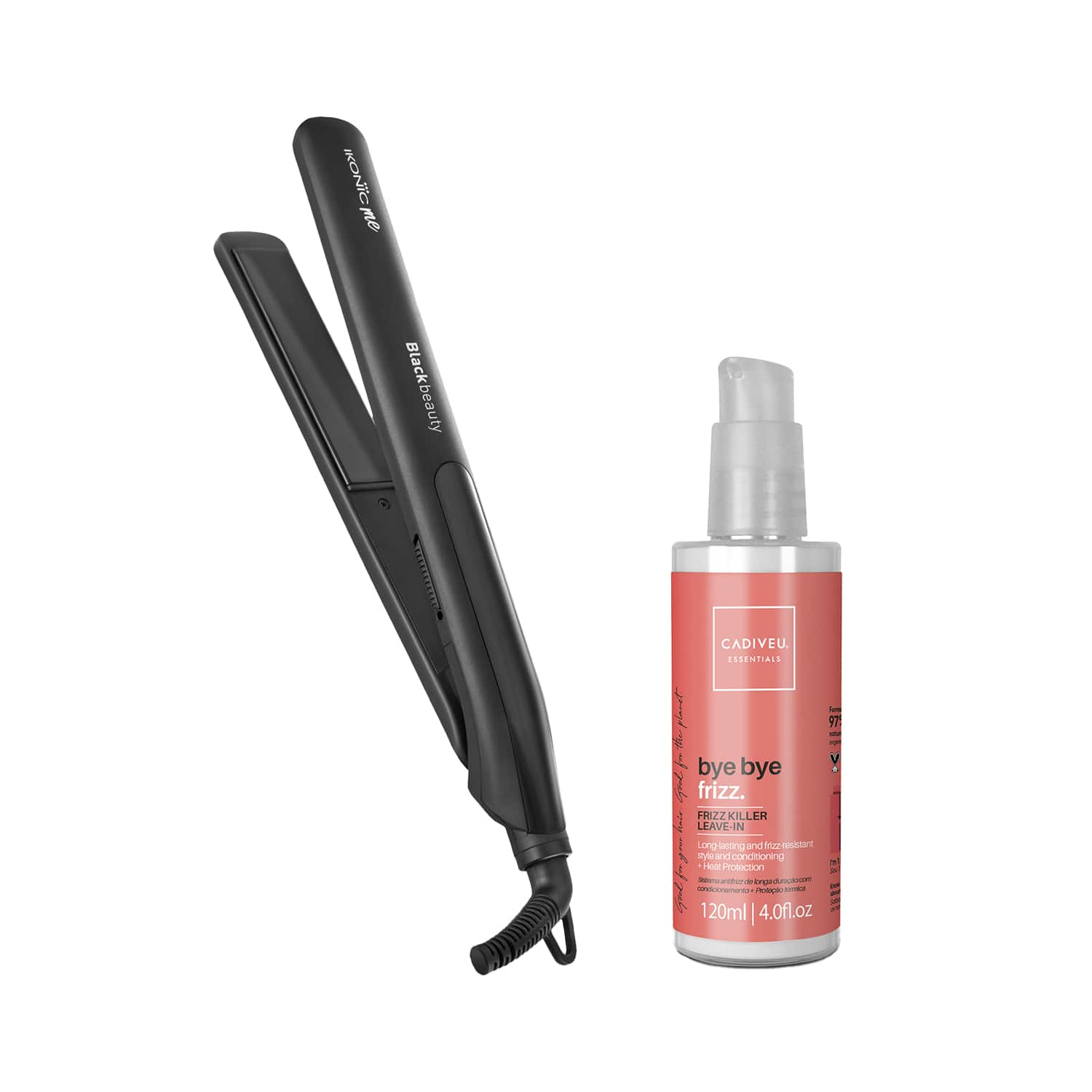 Ikonic Me | Ikonic Me-Black Beauty Hair Iron & Cadiveu-Bye Bye Frizz Leave-In Frizz Killer Combo