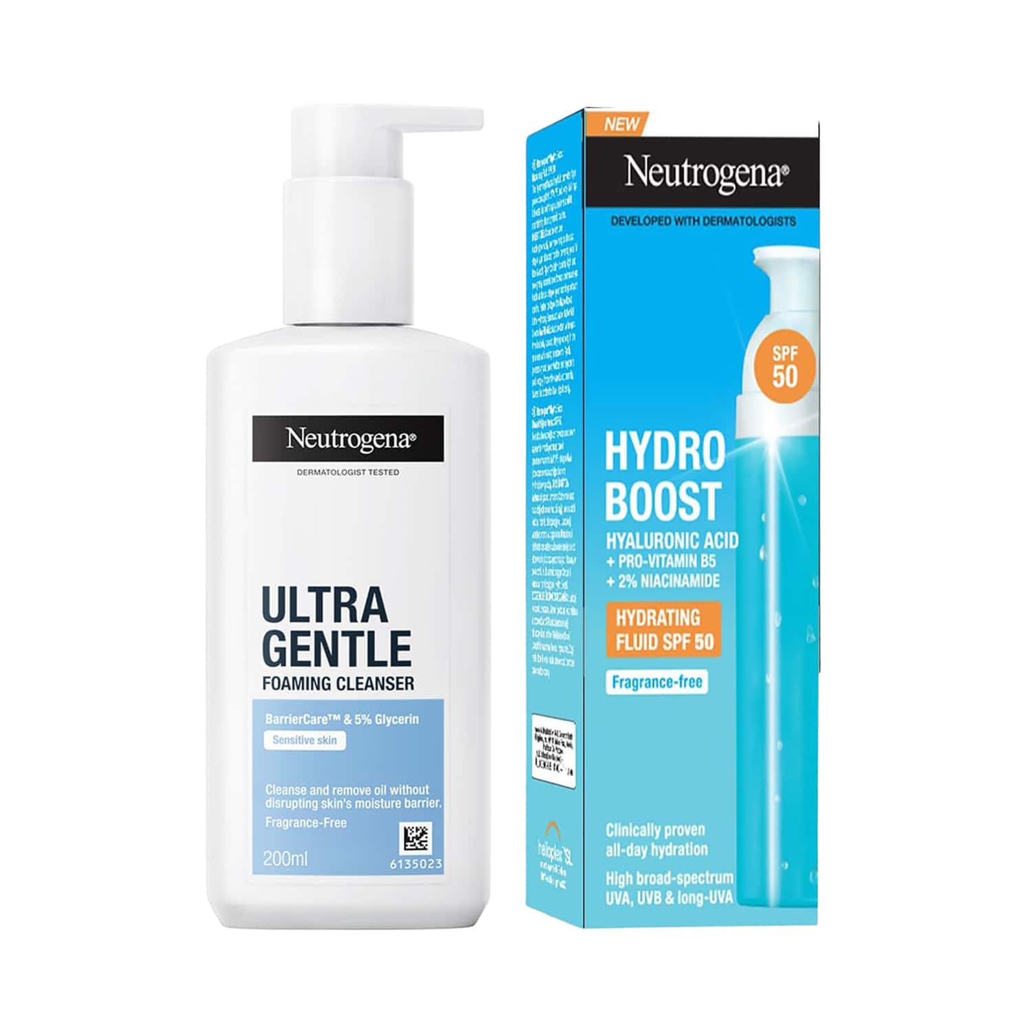 Neutrogena | Neutrogena Hydroboost Fluid Sunsreen and Ultragentle Formimg Facewash Combo