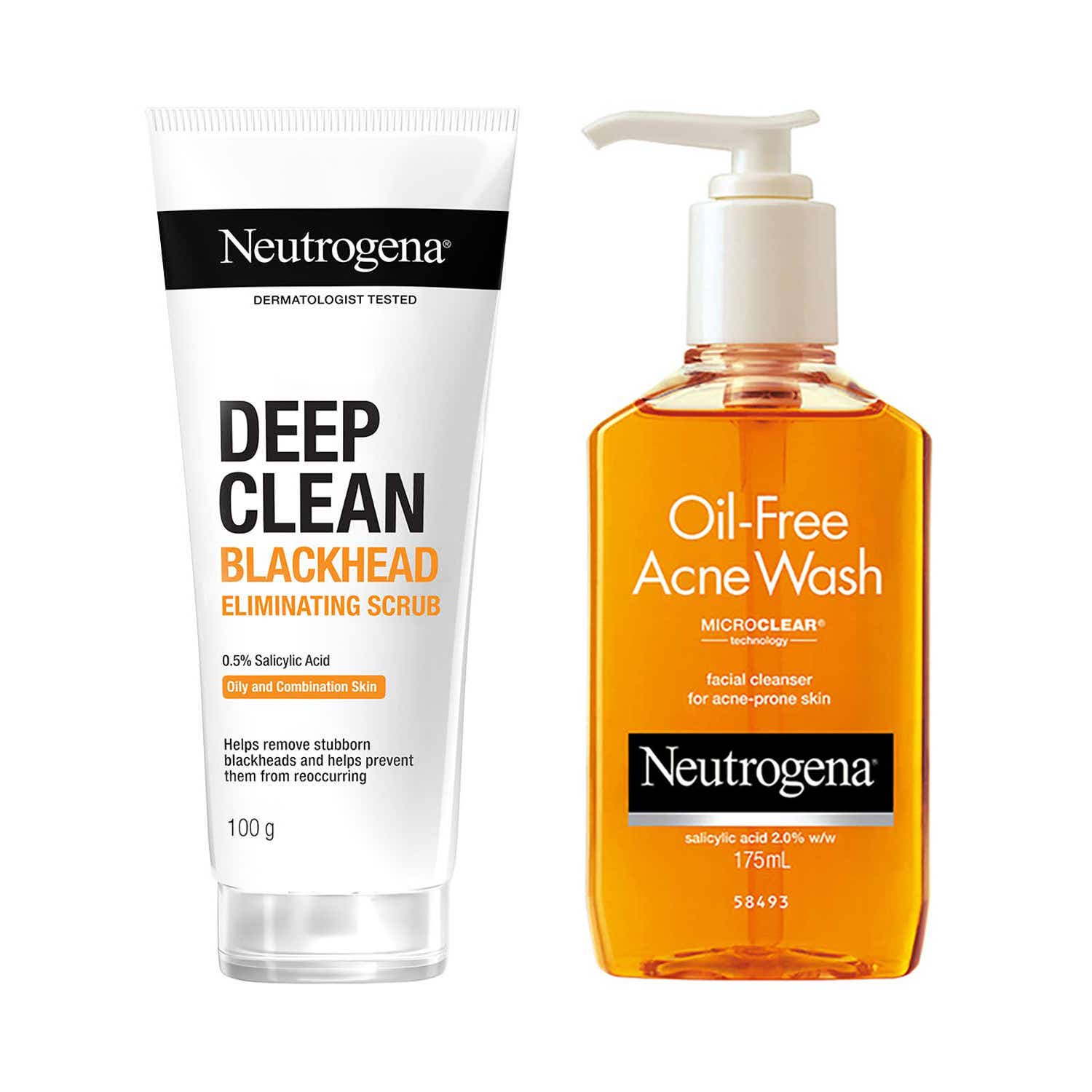 Neutrogena | Neutrogena Deep clean scrub + acne face wash; double-action pore & acne festive prep kit Combo