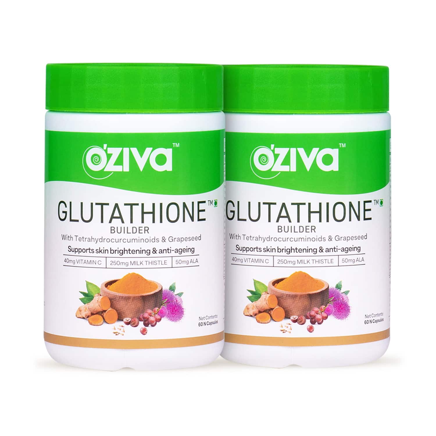 Oziva | Oziva Glutathione Builder Capsule for Skin Brightening (with Vitamin C) Pack of 2 Combo