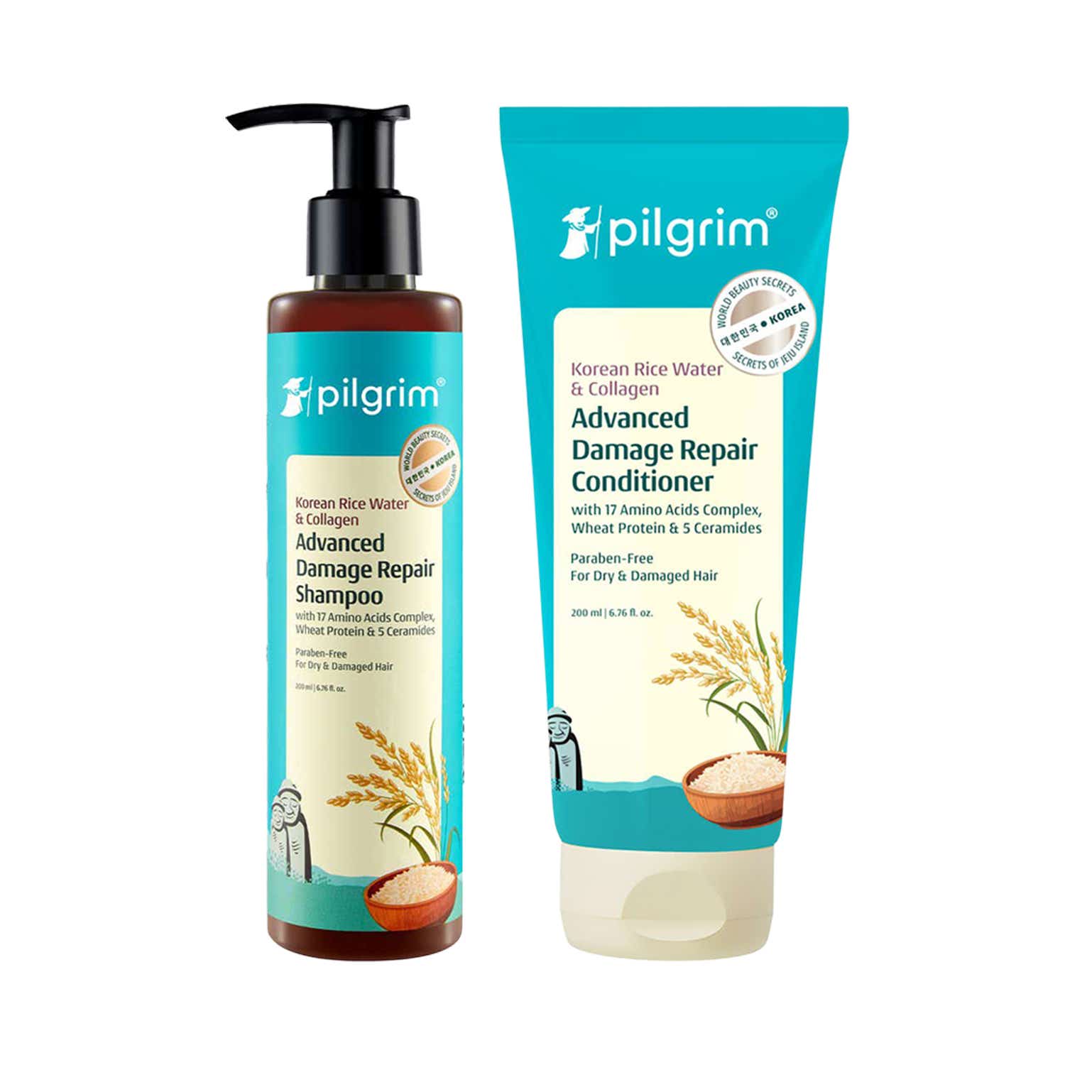 Pilgrim | Pilgrim Korean Rice Water Damage Repair Shampoo & Conditioner Combo