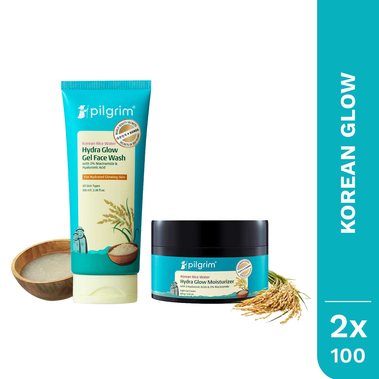 Pilgrim | Pilgrim Hydra Glow Duo Hydra Glow Facewash & Moisturizer Korean Glass Skin Glow Combo