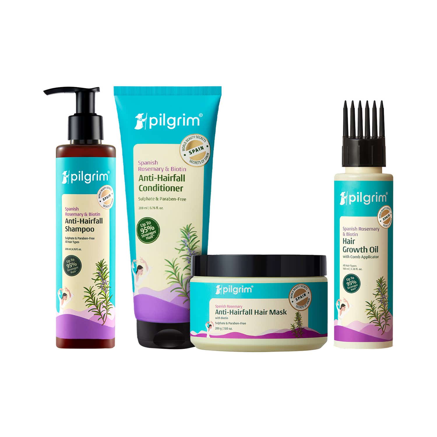 Pilgrim | Pilgrim Spanish Rosemary & Biotin Anti-Hairfall Combo upto 95% Strong & Healthy Hair
