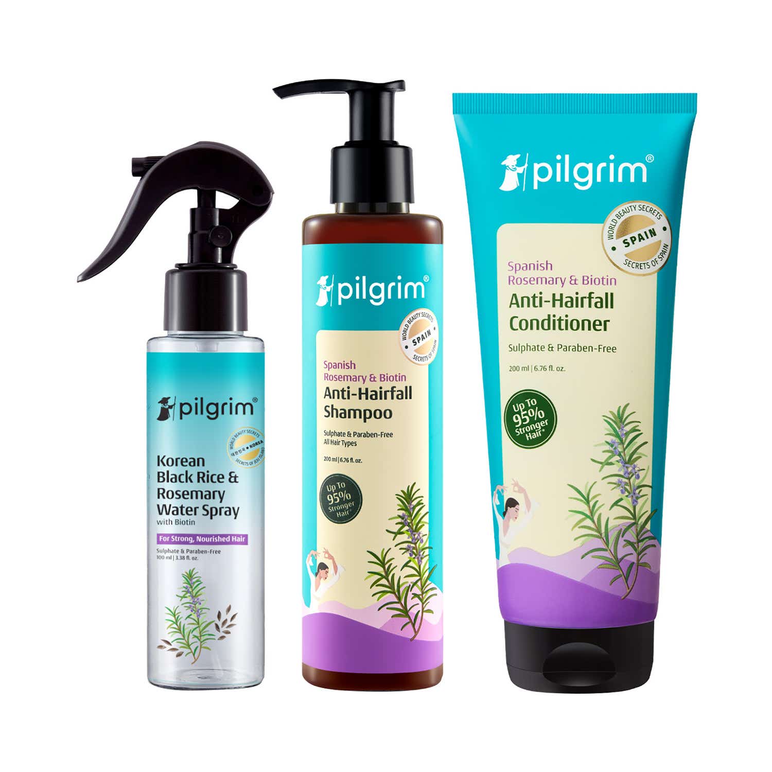 Pilgrim | Pilgrim Anti Hair Fall Range Spanish Rosemary Water, Shampoo & Condtioner Combo