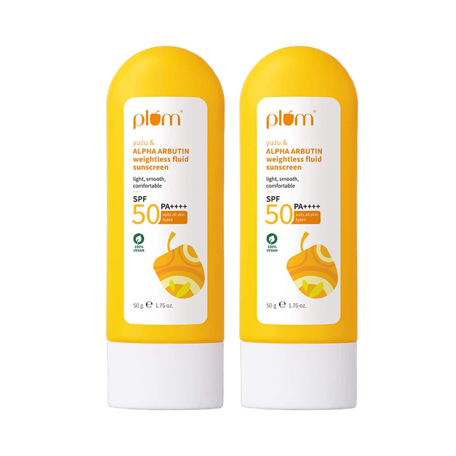 Plum | Plum Yuzu & Alpha Arbutin Weightless Fluid Sunscreen SPF 50 PA++++ (Pack of 2) Combo