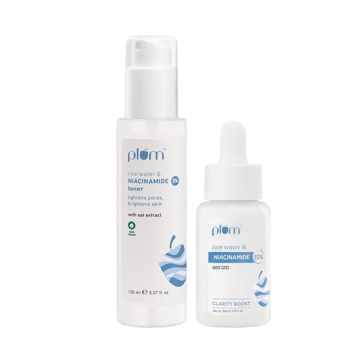 Plum | Plum Niacinamide Toner & Serum Duo for Pore Care, Tightening & Brightening