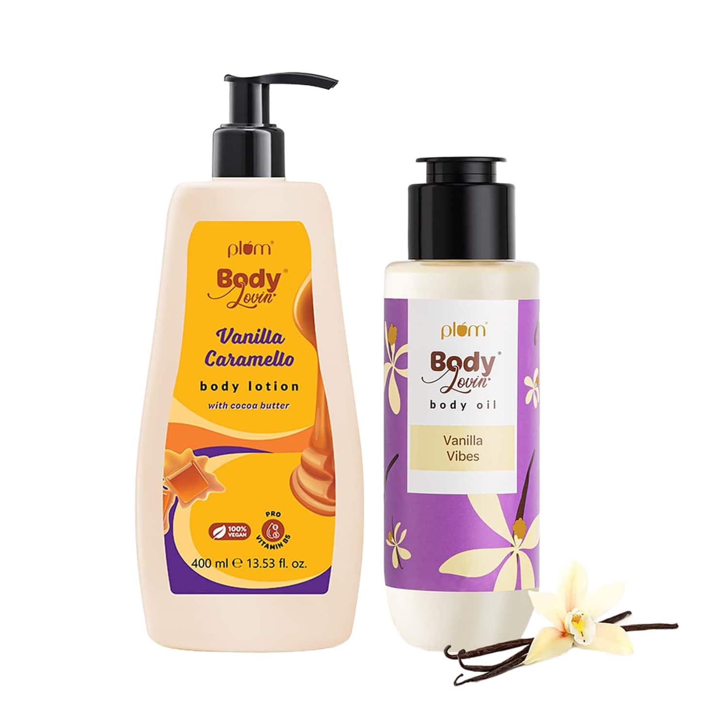 Plum | Plum BodyLovin Moisture Superstars Duo - Vanilla Caramello Body Lotion + Body Oil