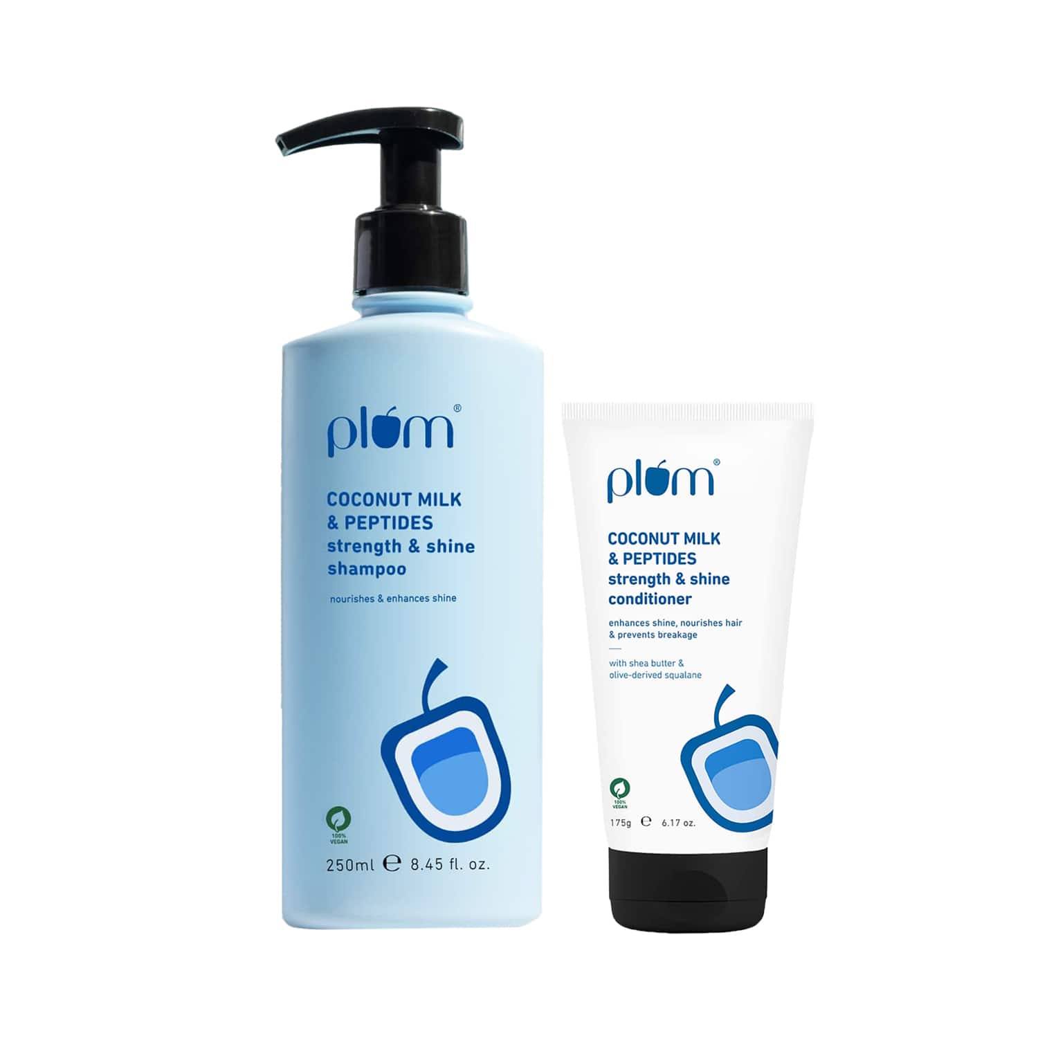 Plum | Plum Coconut Milk & Peptides Shampoo & Conditioner Combo For Strong & Shiny Hair