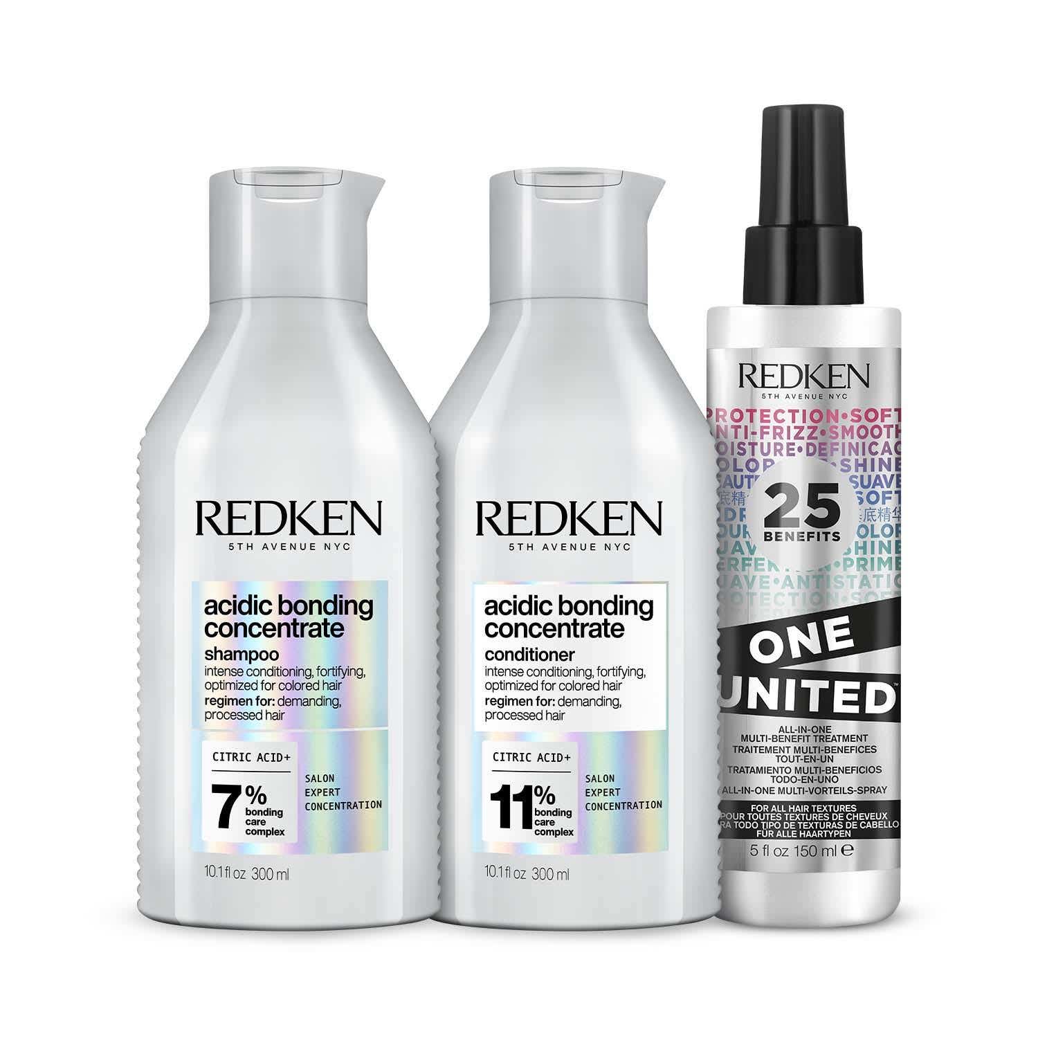 REDKEN | Redken's Bond Repair Combo - Acidic Bonding Concentrate Shampoo, Conditioner & Leave-In Treatment