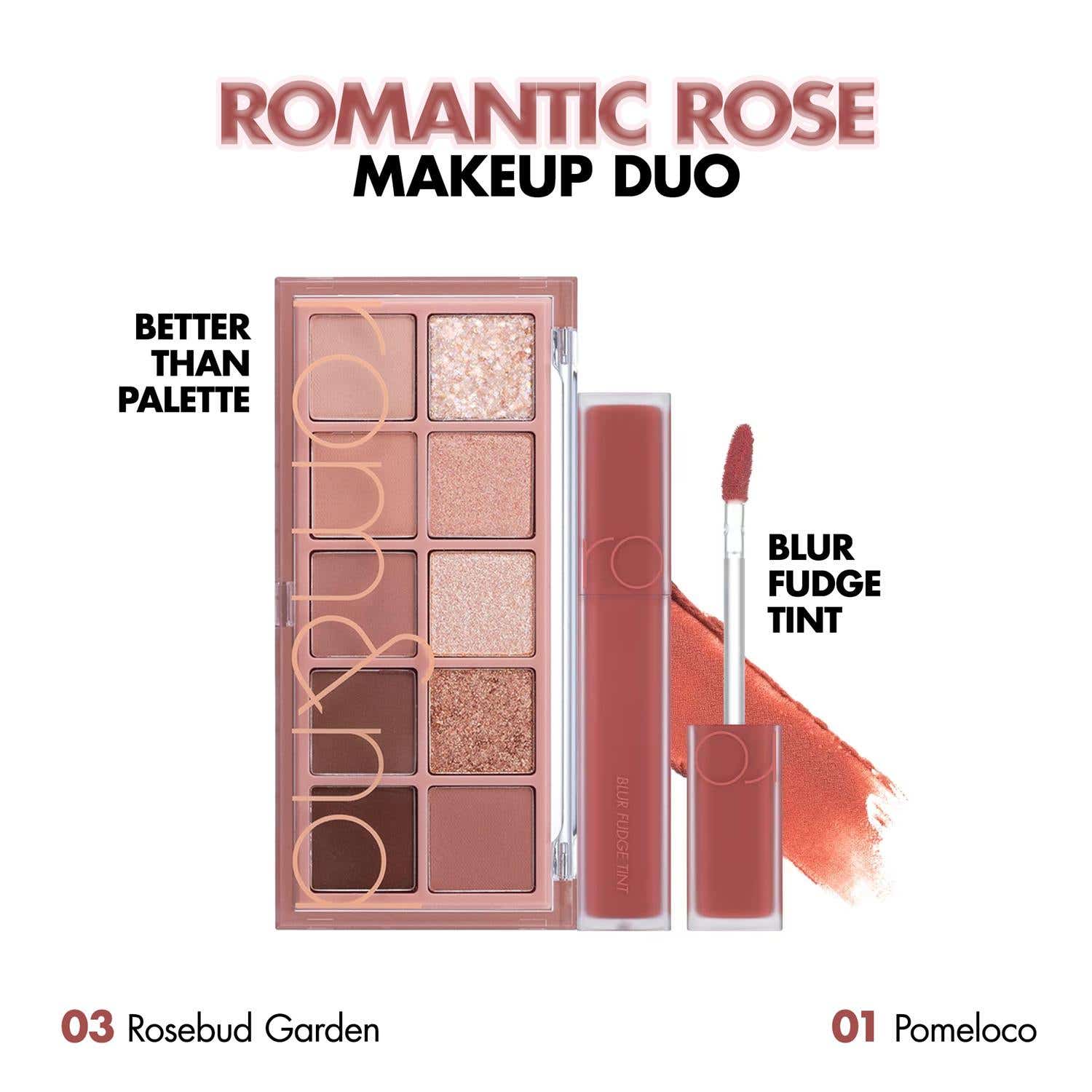 Rom&nd | Rom&nd Romantic Rose Makeup Duo (Eyeshadow Palette + Blur Fudge Tint) Combo