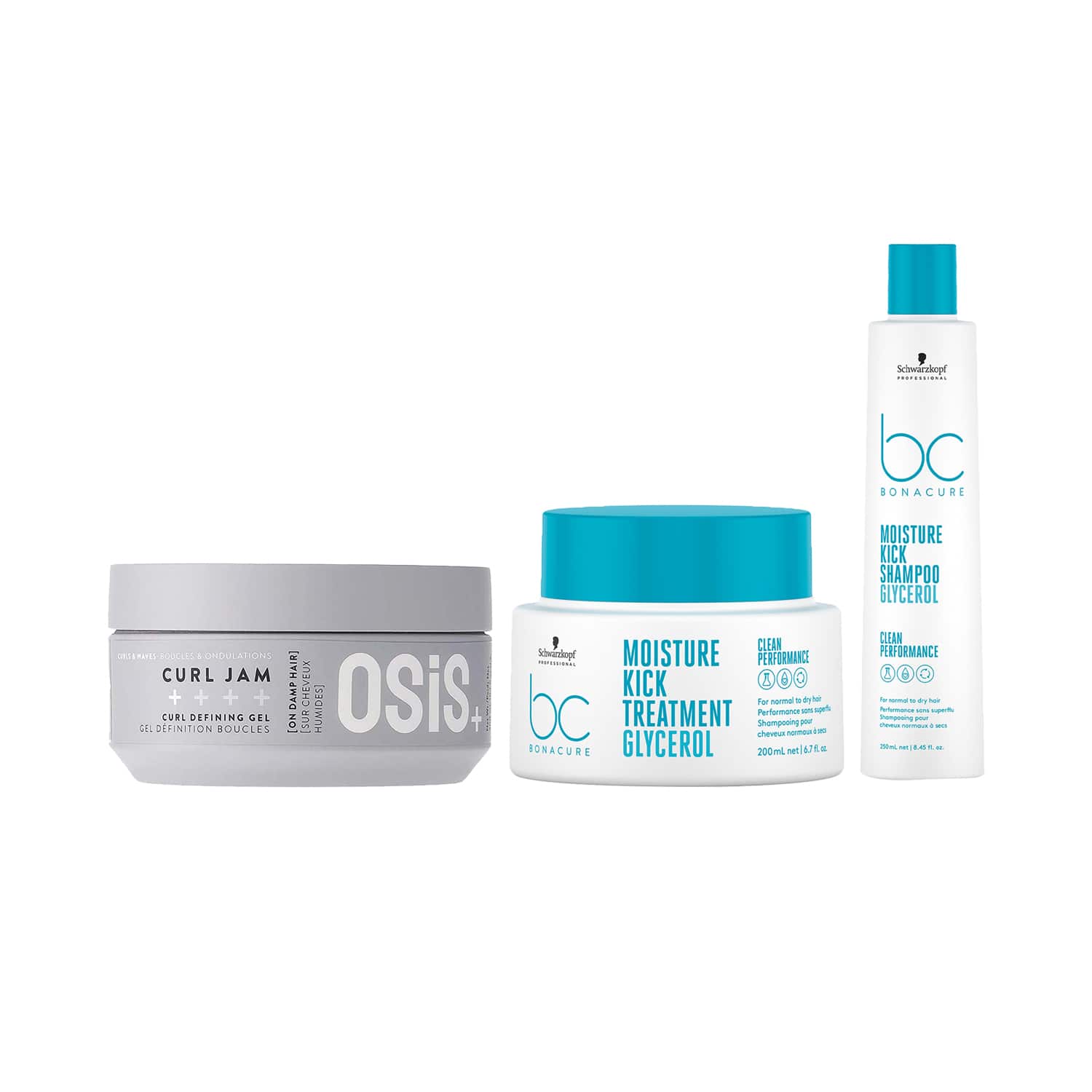 Schwarzkopf Professional | Schwarzkopf Professional Bonacure Moisture Kick Shampoo + Treatment and Curl Jam Combo