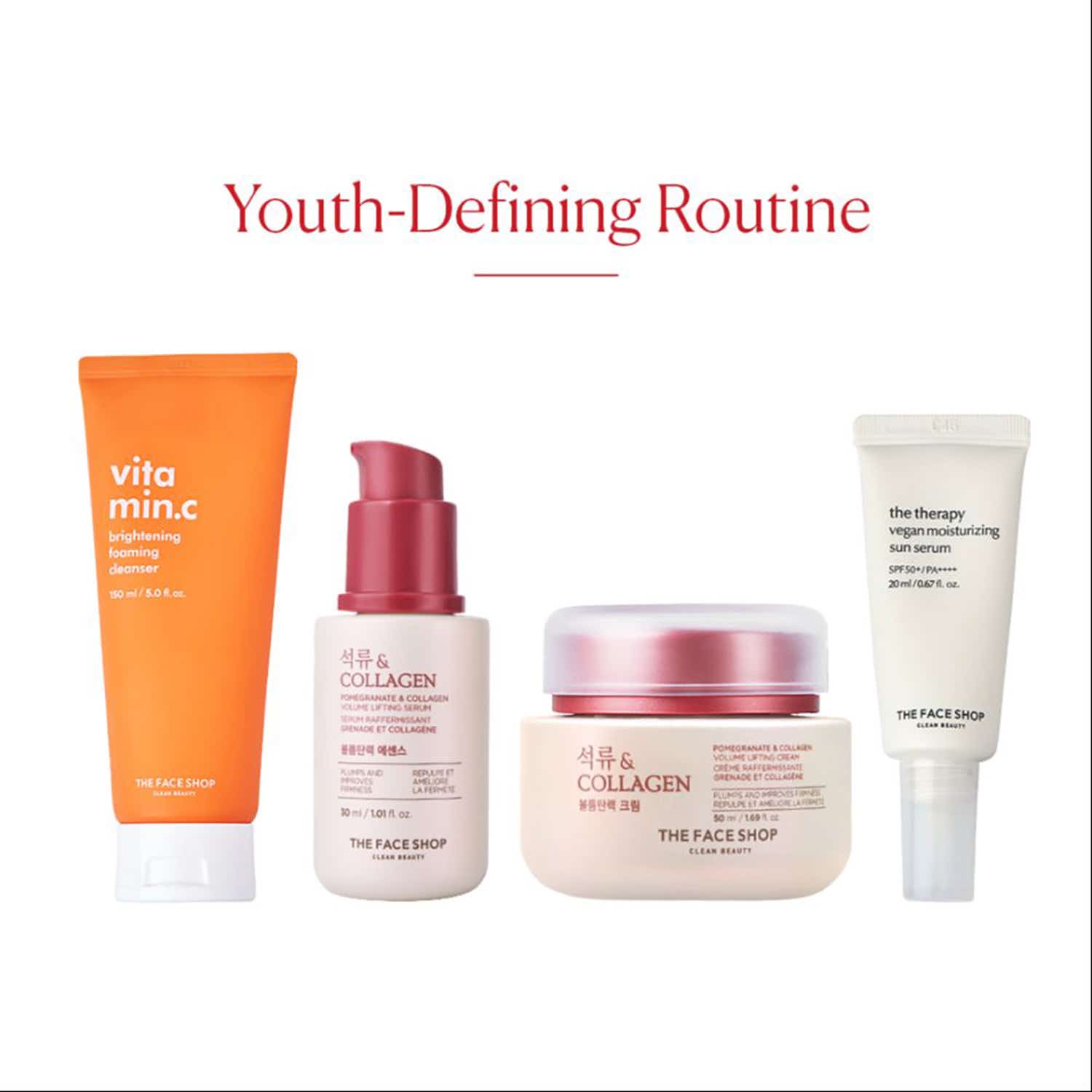 The Face Shop | The Face Shop Youth Defining Routine Combo for Anti-aging  - Cleanser + Serum + Cream + Sunscreen