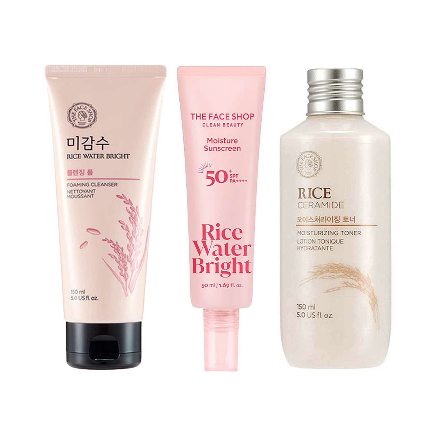 Buy The Face Shop 3-Step Glass Skin Rice Ritual Combo - Cleanser +