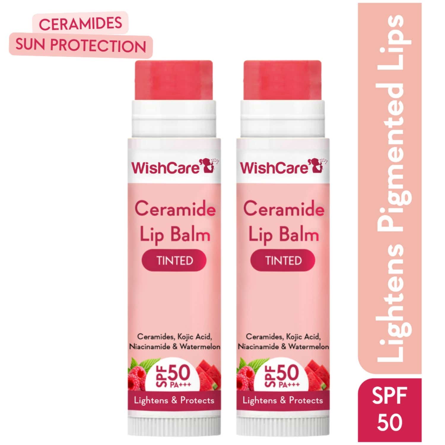 WishCare | Wishcare Tinted Ceramide Lip Balm Duo With SPF50 + PA+++ Kojic Acid & Niacinamide Combo