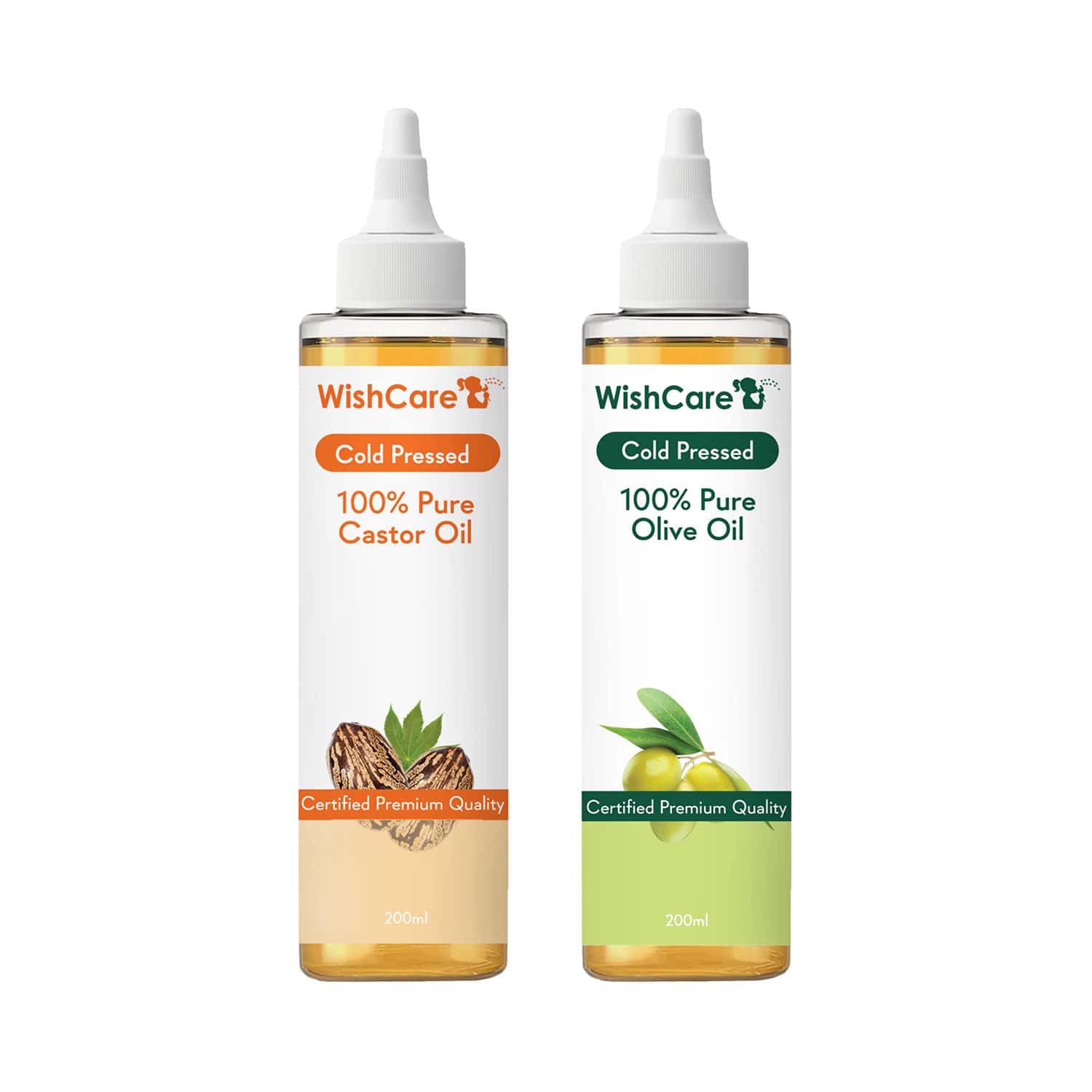 WishCare | WishCare 100% Pure Cold Pressed Castor Oil & Olive Oil Combo - ( 200 ml each)