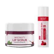 Aravi Organic Lip Glow Duo - Lip Scrub & Tinted Lip Balm for Smooth, Hydrated Lips Combo