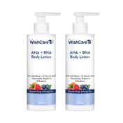 WishCare AHA + BHA Exfoliating Body Lotion for Strawberry Skin- For Skin Detan (200 ml x 2)