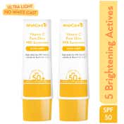 WishCare Vitamin C Pure Glow Brightening Sunscreen for Dry Skin SPF50 PA++In Vivo Tested (50 ml x 2)
