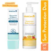 WishCare Sunscreen Body Lotion & Niacinamide Oil Balance Fluid Sunscreen SPF 50 Combo (200ml + 50ml)