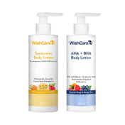 WishCare Detan Duo - Sunscreen Body Lotion SPF50 & AHA+BHA Body Lotion (250 ml each)