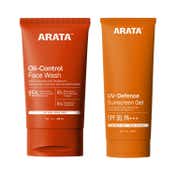 Arata Sunscreen Gel SPF 50+ & PA+++ 50 ml & Oil-Control Face Wash 100 ml Combo