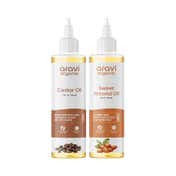 Aravi Organic Castor Oil & Almond Oil for Hair Growth & Deep Nourishment Pack of 2 Combo