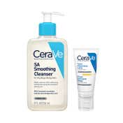 CeraVe Salicylic acid Face Wash & AM lotion with SPF 50, Exfoliation & Sun protection Combo