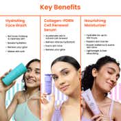 Foxtale Hydrate & Repair Kit Hydrating Face Wash Collagen-PDRN Serum & Moisturizer Combo
