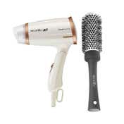 Ikonic Professional Travel Express White Hair Dryer and BDB 32 Blow Dry Brush Combo