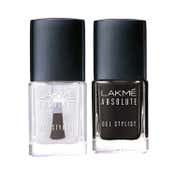 Lakme Absolute Gel Stylist Nail Polish Carbon + Top Coat Combo