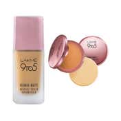 Lakme 9 To 5 Primer + Matte Powder Compact Silky Golden & W120 Warm Creme Foundation Combo