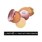 Lakme 9 To 5 Primer + Matte Powder Compact Silky Golden & W120 Warm Creme Foundation Combo