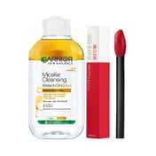 Maybelline Love at First Swipe Lip Kit - Superstay Matte Ink Ambitious + Garnier Biphase Micellar