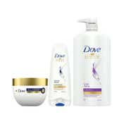 Dove Daily Shine Shampoo + Intense Repair Conditioner + 10In1Deep Repair Treatment Hair Mask Combo