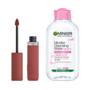 L'Oreal Paris Matte Resistance Liquid Lipstick LAZY SUNDAY 150 + Garnier Micellar Water Combo