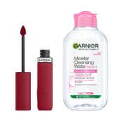 L'Oreal Paris Matte Resistance Liquid Lipstick LE ROUGE 420 + Garnier Micellar Water Combo