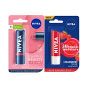 Nivea Lip Care Bogo Soft Rose 4.8 g + Strawberry 4.8 g Combo