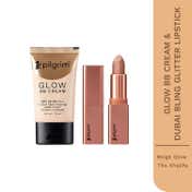 Pilgrim Makeup Duo Dubai Bling Khalifa Glitter Lipstick & Beige Glow BB Cream SPF 50 PA++++ Combo
