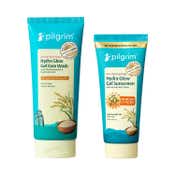 Pilgrim Hydra Glow Gel Facewash & SPF 50+ PA++++ Gel Sunscreen Combo For Clear & Glass Skin