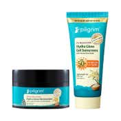 Pilgrim Korean Rice Water Hydra Glow Gel Moisturizer and SPF 50+ PA++++ Gel Sunscreen Combo