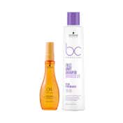 Schwarzkopf Professional Bonacure Frizz Away Shampoo and Oil Ultime Argan Finishing Oil Combo
