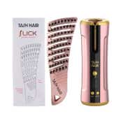 Tash Hair Twirl Automatic Hair Curler - Blush & Slick, Detangling Boar Bristle Hair Brush Combo