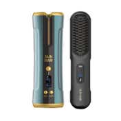 Tash Hair Twirl Automatic Cordless Hair Curler (Onyx) & Glide Hair Straightener Brush (Noir) Combo