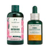 The Body Shop British Rose Shower Gel & Vitamin C Glow Revealing Serum Combo