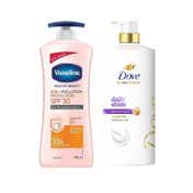 Vaseline SPF 30 Body Lotion + Dove Daily Shine Shampoo Combo