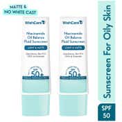 WishCare Niacinamide Oil Balance Fluid Sunscreen for Oily Skin SPF50 PA+++In-Vivo Tested (50 ml x 2)