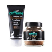 mCaffeine Face & Body Care Combo with Coffee Body Scrub & Face Wash - Cleanse & Exfoliate Pack of 2