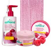MCaffeine Brightening Raspberry Serum Body Lotion SPF 50 PA+++ & Body Scrub Combo- Pack of 2 Combo