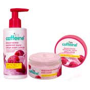MCaffeine Brightening Raspberry Serum Body Lotion SPF 50 PA+++ & Body Scrub Combo- Pack of 2 Combo