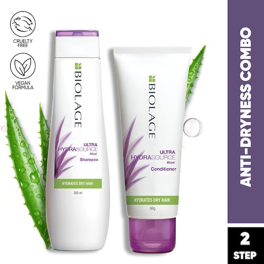 Biolage Hydrasource Shampoo & Conditioner Combo Enriched with Aloe for Dry Hair (200 ml + 98 g)